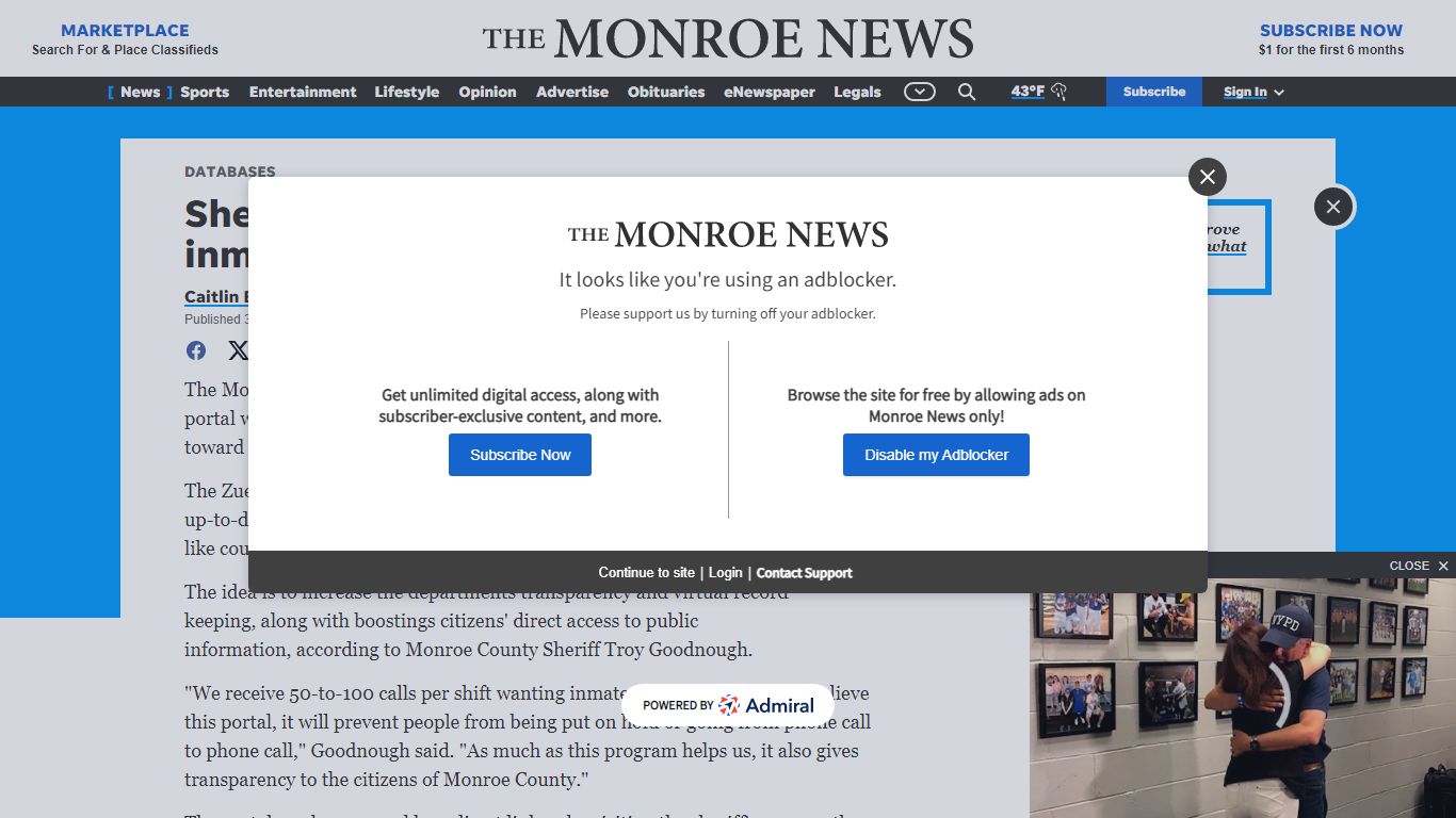 Sheriff's office launches new online inmate portal - Monroe News