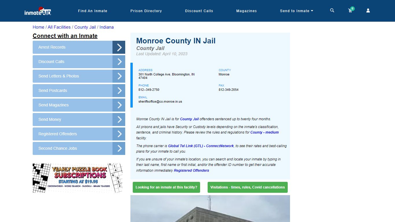 Monroe County IN Jail - Inmate Locator - Bloomington, IN